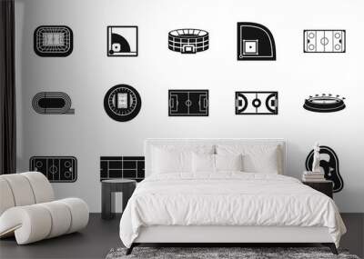 Sport arena icon set, simple style Wall mural