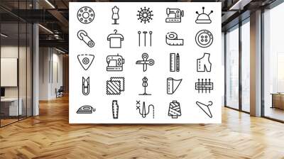 Tailor icons set. Outline set of tailor vector icons for web design isolated on white background Wall mural