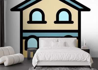 Two storey house icon. Outline two storey house vector icon color flat isolated Wall mural