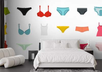 underwear icon set, flat style Wall mural