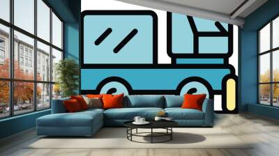 Urban sweeper truck icon outline vector. Street cleaning. Machine waste color flat Wall mural