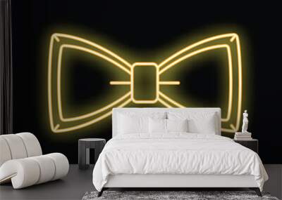 Yellow neon sign depicting a classic bow tie, symbolizing elegance and style Wall mural