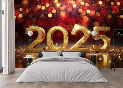 Happy New Year 2025 background, blank canvas for festive inscriptions and designs,New Year's card, screensaver, banner Wall mural