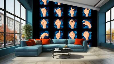 Sign language english alphabet poster Wall mural