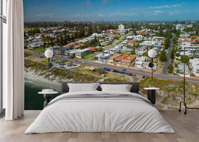 Aerial view of contemporary houses in the coastal suburb of Cottesloe in Perth, Australia Wall mural