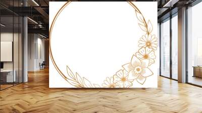 Elegant gold circle floral frame for wedding invitation, engagement invitation, greeting card, or monogram logo design Wall mural