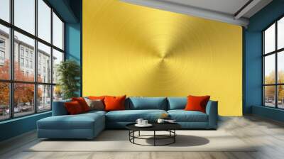 Golden Yellow Gold metallic steel iron circular texture background Wall mural