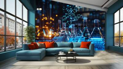 chemistry or biology charts, science and technology concept, engineering project, futuristic academy Wall mural