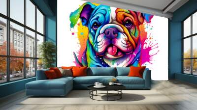 Cute bulldog puppy on clean background. Dog Lover. Pet. Animals. Illustration, Generative AI. Wall mural