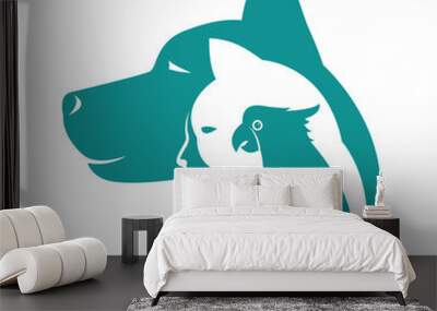 Dog cat and bird design isolated on transparent background. Pet. Animals. Wall mural