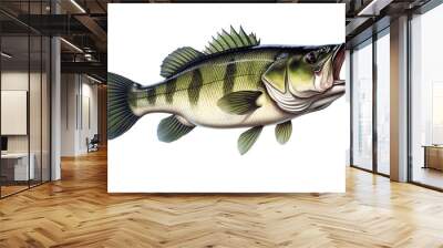 Image of a largemouth bass isolated on white background. Fish. Underwater animals. Generative AI. Wall mural