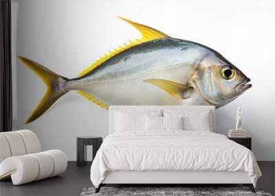 Image of pomfret on white background. Fish. Underwater animals. Illustration, Generative AI. Wall mural