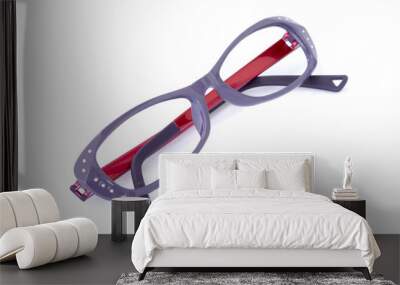 Modern fashionable spectacles isolated on white background, Perf Wall mural