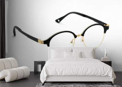 Modern fashionable spectacles isolated on white background, Perfect reflection, Glasses Wall mural