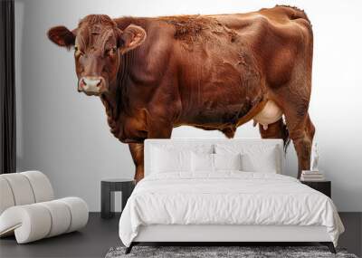 Red Angus cow stands on white background. Mammals. Farm animals. Wall mural