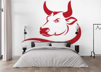 vector image of an bull head on a white background Wall mural