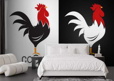 Vector image of an cock design on white background and black bac Wall mural