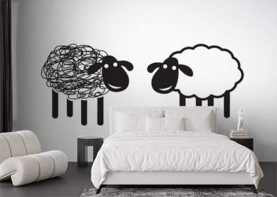 Vector image of an sheep design on white background Wall mural