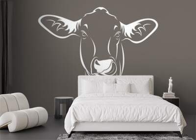 Vector of a cow head design on brown background, Vector cow logo. Farm Animals. Wall mural