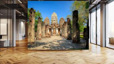 Wat Si Sawai (Sri Savaya) in Sukhothai Historical Park In Thailand., Tourism, World Heritage Site, Civilization,UNESCO. Wall mural