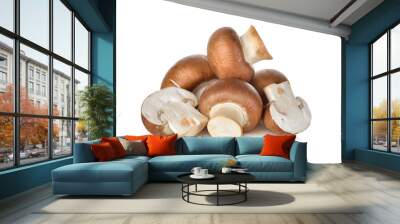 uncooked Swiss champignon brown mushroom on white background Wall mural