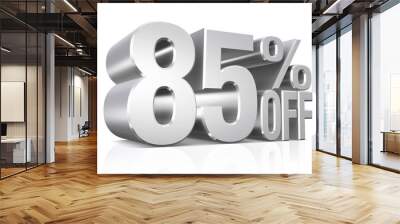 3D render silver text 85 percent off. Wall mural