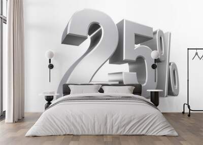 3d render text in 25 percent in silver. Wall mural