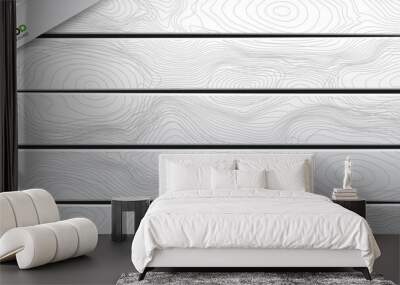 White wood texture for background. Vector illustration. Wall mural