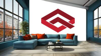 Q Letter in the red stripes logo Wall mural