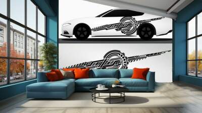 Vinyls sticker Decals for Car truck mini bus modify Motorcycle. Racing Vehicle Graphics kit isolated vector design race Elegant stripes modern red technology background for wrap Wall mural