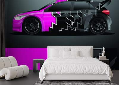 Rally car decal graphic wrap vector, abstract background Wall mural