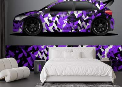 Rally car decal graphic wrap vector, abstract background Wall mural