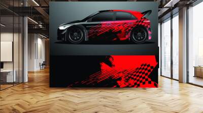 Rally car decal graphic wrap vector, abstract background Wall mural