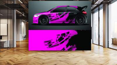 Rally car decal graphic wrap vector, abstract background Wall mural