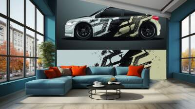 Rally car decal graphic wrap vector, abstract background Wall mural