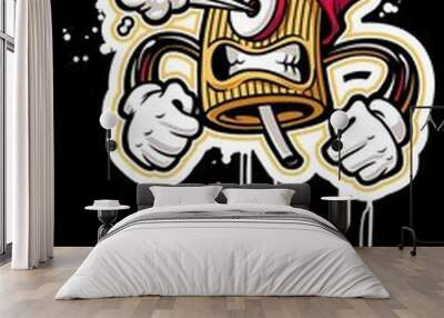 illustration vector graphic of cartoon character monster head spray  Wall mural