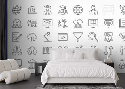 E-Learning outline icon set. Set of E-learning, Online education icon eps10 - Vector Wall mural