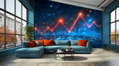 Abstract Background - Digital Growth Arrow on Futuristic Technology Background Wall mural