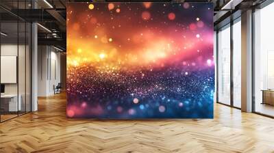 Abstract Background with Golden Glitter and Blue Bokeh Wall mural