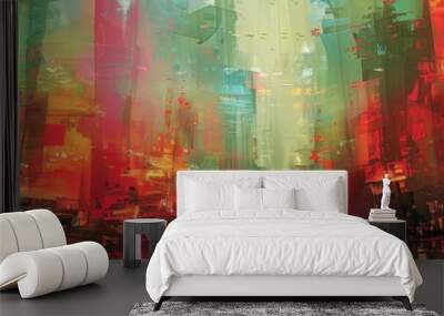 digital painting of a metropolis with time dilation towers Wall mural