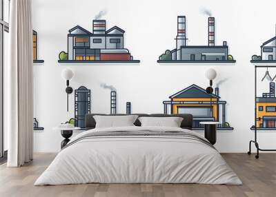 Industrial Buildings Illustration Set  Wall mural