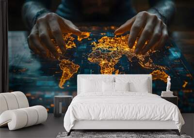 Interactive World Map Illustration Wall mural