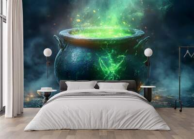 Magic Potion Brewing in a Cauldron: Witchcraft, Spells, and Fantasy Wall mural