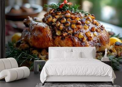 Roasted Turkey with Stuffing and Rosemary Wall mural