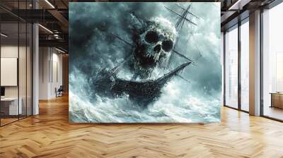 Shipwreck Skull Illustration Wall mural