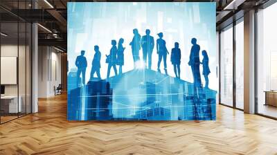 Silhouettes of Business People on a Cityscape Background Illustration Wall mural