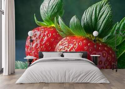 Two Ripe Strawberries Photo  Wall mural