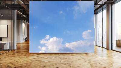 Clear blue sky and white clouds. Beautiful daylight natural sky composition. Heavenly light Wall mural