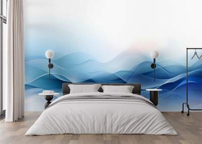 Abstract blue waves creating a serene and calming background. Wall mural