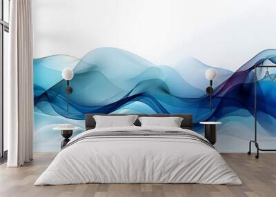 Abstract blue waves creating a serene and fluid visual effect. Wall mural